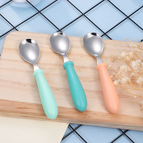 Pimoys Toddler Spoons BPA Free Dishwasher Safe Round Handle Silverware Set