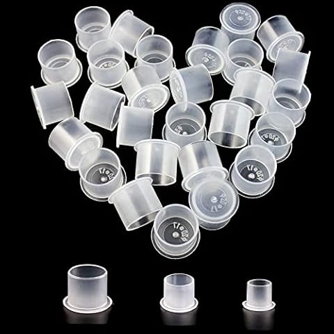 Yuelong 300pcs Ink Caps with Base Tattoo Ink Cups White Mixed #11 Small #14 Medium #17 Large Pigment Caps for Tattoo Permanent Makeup Container Cap Tattoo Accessory Tattoo Supplies Tattoo Kits Cover