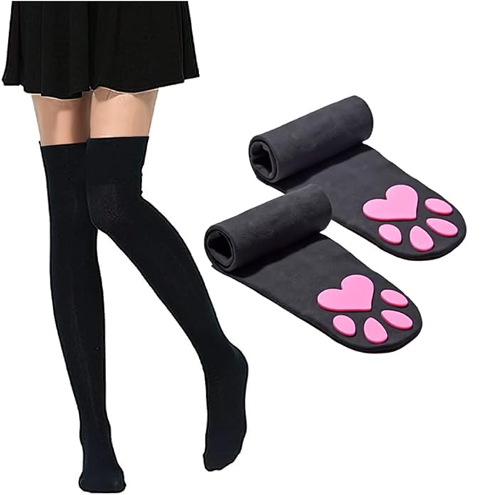 Pink Cat Paw Pad Thigh High Socks Cute Kitten Claw Stockings For Those Who Want to Feel and Walk Like a Cat
