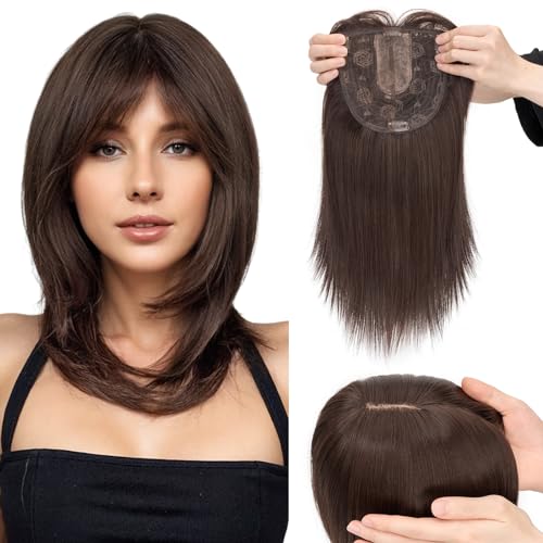 Hairro Toppers de cabelo com franja para mulheres, adicione volume com clipes invisíveis em apliques