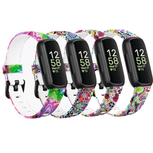 Baaletc 4�p�b�N Fitbit Inspire 3 �o���h ���f�B�[�X �����Y �����p�p�^�[�� �X�g���b�v ���X�g�o���h Fitbit Inspire 3 �t�B�b�g�l�X�g���b�J�[�p