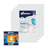 Artkey Canvases for Painting, 8x10 Inch 4-Pack, 10 oz Primed 100% Cotton White Blank Canvas Boards, Art Supplies Canvas Panels for Oil Acrylics Watercolor & Tempera Paints