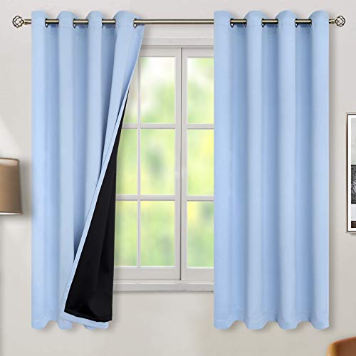 Image of BGment Spa Blue 100% Blackout Curtains for Bedroom 63 Inch Length 2 Panels Set, Thermal Insulated Full Light Blocking Grommet Noise Cancelling Window Curtains&Drapes with Liner, 52 Inch Wide Each