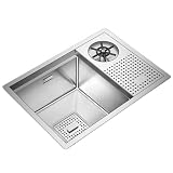 Premium Stainless Steel Kitchen Sink with Glass Rinser   21x15 Inch Drop In Workstation Sink for Hotels, Cafes, and Restaurants