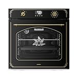 Klarstein Four Encastrable Pyrolyse Chaleur Tournante 76L - 11 Modes, Nettoyage Pyrolyse, Classe A, Design Rétro, Commande Boutons, Four Électrique Encastrable 60cm, Noir