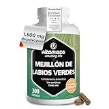 Mejillón de Labio Verde 1500 mg, 300 Cápsulas de Alta Dosis, Suministro Continuo de Polvo de Mejillón de Labios Verdes de Nueva Zelanda, Calidad Alemana. Vitamaze®