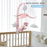 FEISIKE Crib Mobile for Girls Baby Mobiles with 3 Modes Digital Music Box（Turn Only, Music Only, Turn & Music, 35 Lullabies, Pink Elephant Nursery Mobile, Clamp Type, Pretty Box Packaging - Image 2