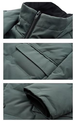 Chaqueta De Plumas Blazer Ligera para Hombre, Abrigo Acolchado De Invierno Cálido Chaqueta De Negocios,Negro,XXL - imagen 6