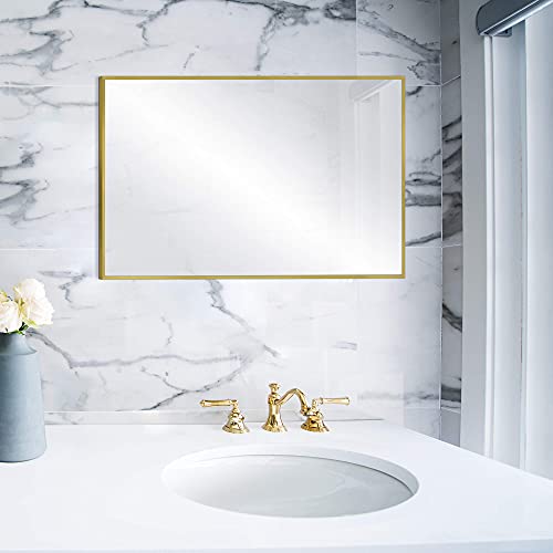 Grander Images Frameless Vertical Wall Mounted Mirror: Simple And Sophisticated Beveled Glass Edges Modern Rectangle Wall Decor For Bathroom (30”X 20”) #TOP5