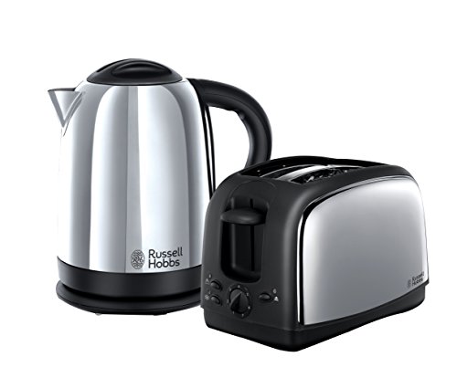Russell Hobbs Lincoln Kettle and 2-Slice Toaster 21830 - Polished Stainless Steel Silver, Pack of 2, Large