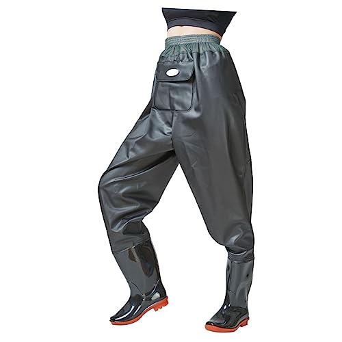 Pantalones de Pesca Impermeables con Zapato de PVC Negro de Medio Cuerpo