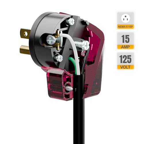 2 Pack Nema 5-15P Plug, 90 Degree Right Angle Plug 15A 125V Angled Plug, Nema 5-15P DIY AC Plug, USA 3-Prong Household Right Angle AC Plug, Red Color ETL Verified by Plugrand - Image 7