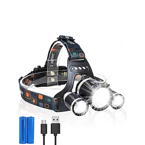 NCRD Headlamp. USB Rechargeable LED Head Lamp. Multiple Light Modes, Ultra Bright Head Flashlight. HeadLamps for Adults, Camping, Outdoors & Hard Hat