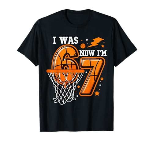I was 6 Now I’m 7 Basketball Birthday Gifts for Boys Kids T-Shirt
