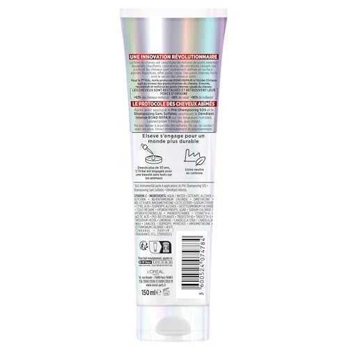 L'Oréal Paris - Routine Capillaire Réparatrice pour Cheveux Abîmés & Sur-Sollicités - Pré-Shampooing + Shampooing + Démêlant - Complexe à l'Acide Citrique - Elseve Pro Bond Repair - 3 Produits