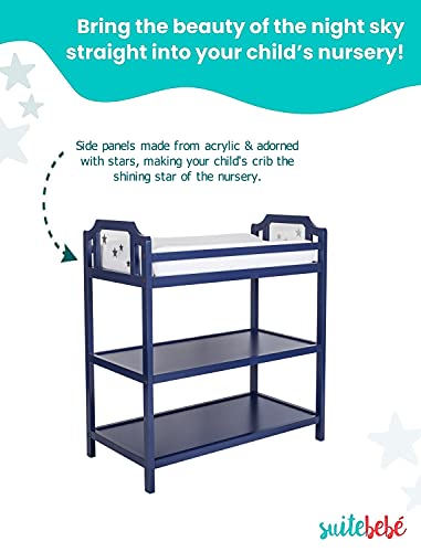 Image of Suite Bebe Celeste Changing Table Safety Rail Included, Navy Blue