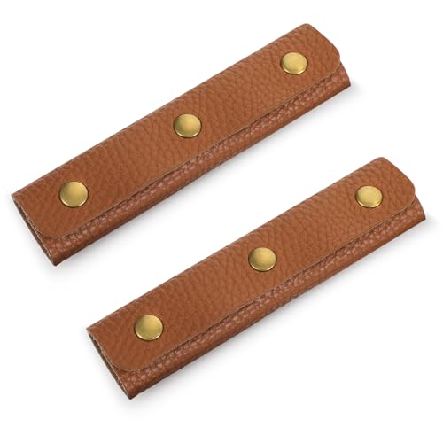2 Pcs Leather Wrap Cover Handbag Handle Covers with Brass