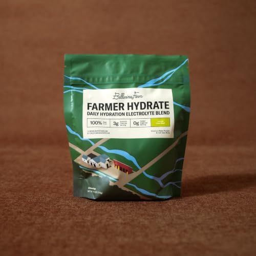 Ballerina Farm Farmer Hydrate, Daily Electrolytes Powder, Lemon Lime Basil, Hydration Drink Mix with Organic Coconut Water, Irish Sea Moss, Sea Salt, Prebiotic Fiber, No Added Sugar, 25 Servings