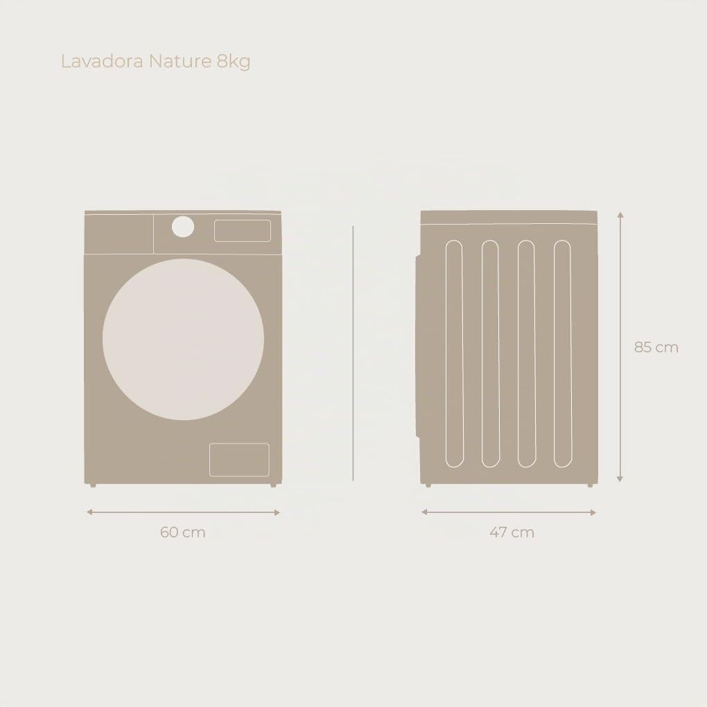 EVVO Lavadora 8kg, Vapor, Bajo consumo, Clase A, Motor Inverter, Hygiene Pro, Lavado Rápido 15', Tambor ePROTECT, Inicio Diferido, 1400 rpm, 15 programas, Carga frontal, Nature (8Kg, Inox)