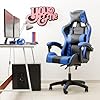 Baroni Home Sedia da Gaming Ergonomica con Massaggiatore Lombare, Sedia da Ufficio con Schienale Reclinabile con Cuscini Regolabili Poggiatesta e Supporto Schiena, Blu
