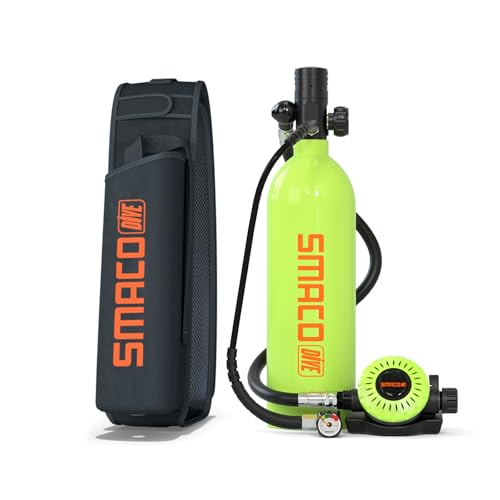 SMACO Mini Scuba Tank 1L Diving Tank Inflatable Scuba Cylinder Provide Underwater Breathing Small Scuba Tank Kit for Shallow Water Diving/Underwater Work/As Spare Cylinder by SMACO - Used condition - US$224.99