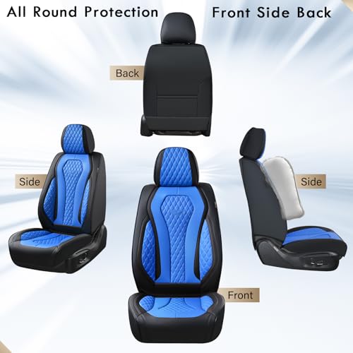 Image of Coverado Automotive Seat Covers Front Seats, Seat Covers 2 Pack, Blue Car Seat Cover, Waterproof Auto Seat Covers, Car Seat Cushion, Front Car Seat Covers Leather Car Seat Protector Fit for Most Cars