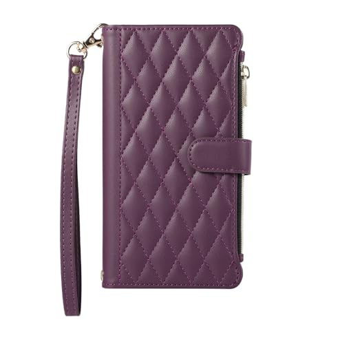 Étui iPhone 13 Pro violet avec portefeuille zip et fentes pour cartes
