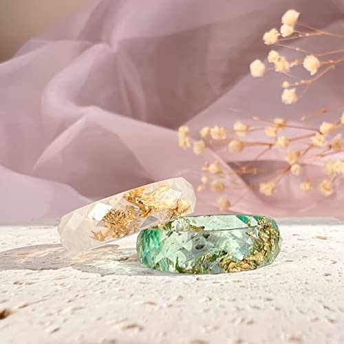 Viva Joya 4 Pcs Resin Rings, Plastic Rings Acrylic Rings For Women Teen Girls, Chunky Aesthetic Trendy Colorful Cute Stackable Jewelry, Bulk Rings, Metallic Gold Silver Flakes, Statement Dome Thick Rings, Gift Set Size 8 (Pink_Violet) #TOP1