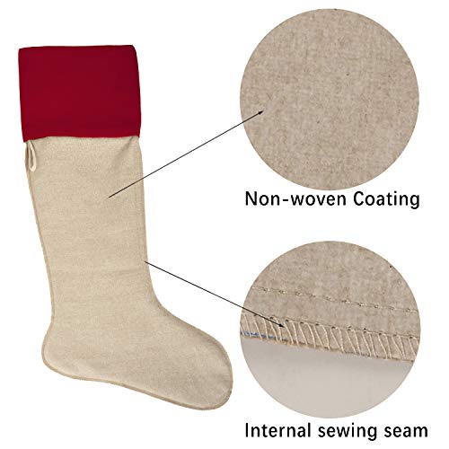 Elegantpark Burlap Christmas Stockings Set Of 3 Large Plain Diy Xmas Holiday Fireplace Hanging Decoration Gifts For Family Kids Red #TOP2