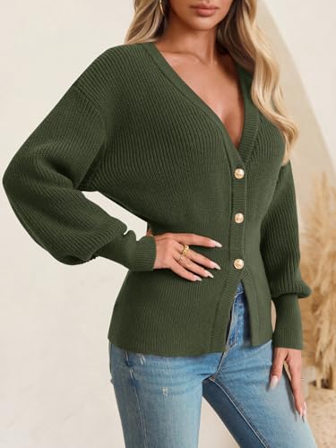 Saodimallsu Womens Cardigan Sweaters Open Front 2025 Chunky Button Down V Neck Sweater Winter Knit Ribbed Outwear3