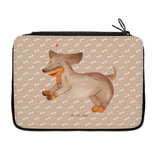 Mr. & Mrs. Panda Federmappe Hund Dackel - Geschenk, Sprüche, Happy Dog, Motiv, Dachshund, Herz, Schülerin, Federmäppchen, Kinder Federmappe,