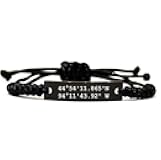 SOFEELSTORE Coordinate Bracelet, Latitude Longitude Bracelet, GPS Coordinate Bracelet, Location Bracelet, Coordinates Jewelry, Gift for Her