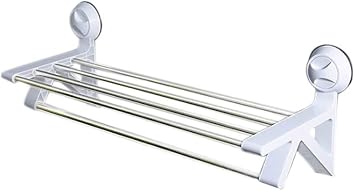 Towel Bar Stainless Steel Towel Rack,Perforated Bathroom Shelf Multifunctional Wall-Mounted Towel Holder Bathroom Towel Storage,White Hanger