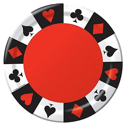 Assiettes imprimées Carte Party Casino à motif de jeux de cartes pour repas - Pack de 8 pièces