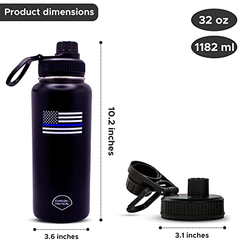32 Oz. Thin Blue Line Steel Sports Water Bottle-Double Wall Vacuum Insulated #TOP6