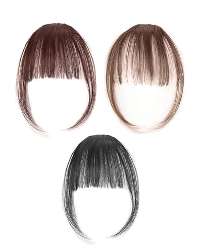 AORHOFJ 3pcs Frange Cheveux Clip en Frange Extensions de Cheveux Humains Visage Plat Frange Frange Cheveux Humains Pièces pour Femmes Blond，Frange a Clip Cheveux Naturel，Frange