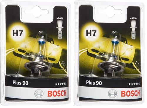Bosch H7 Plus 90, Lampadina Alogena para Faro Delantero, 12 V 55 W, 90% Más Luz - Casquillo Tipo PX26d - Recambio de Luz para Coche, Paquete de 2 Lámpara