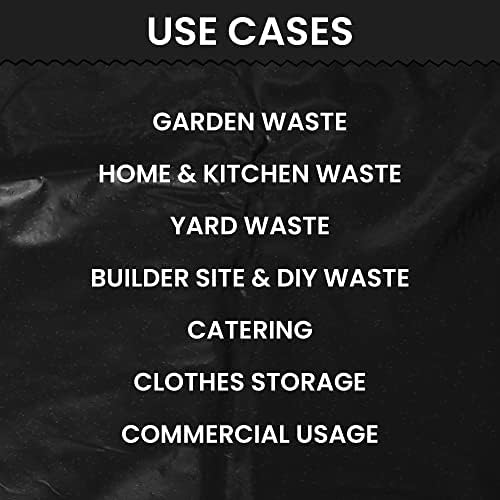 KAPCO Rubble Bags Large (25 Pack, Black), 400G (100 Microns, 40 Litre) Extra Strong Heavy-Duty Builder, DIY, Garden Waste Refuse Sack, Kitchen Home Office Caterers Tear-Resistant Bin Liner (20 x 30in)