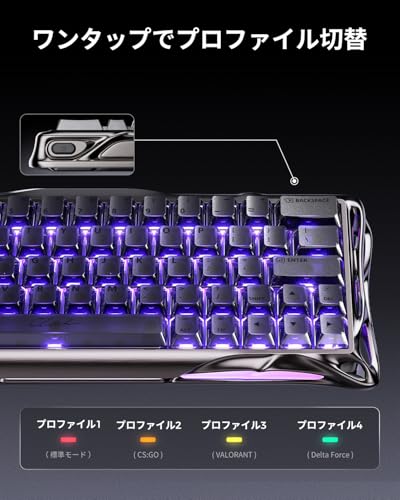 0.005mmラピッドトリガー搭載 GravaStar Mercury V60 PRO ゲーミングキーボード カスタムUFO磁気スイッチ 60%レイアウト 有線 8000ポーリングレート対応 0.125ms超低遅延 ガンメタルグレーメッキ技術 フルアルミフレーム フロスト加工半透明キーキャップ アクチュエーション調整可能 グレー