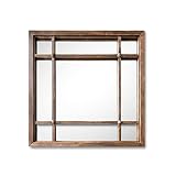 Hansen Home Brown Wooden Frame Square Decorative Farmhouse Wall Mirror - Bathroom/Bedroom/Entryway/L