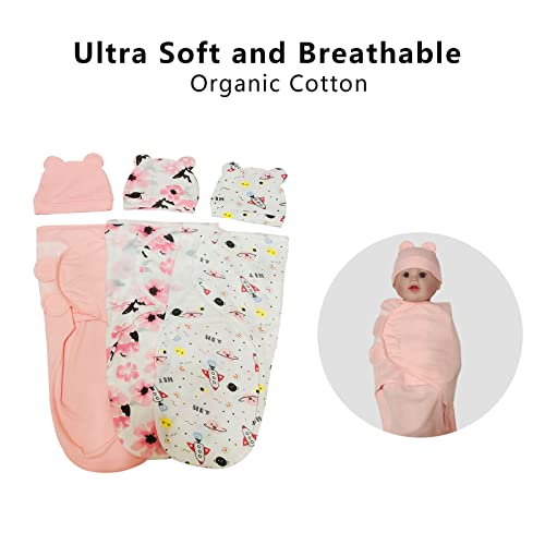 3-Pack Organic Baby Swaddle Sleep Sacks - Newborn Swaddle Sack - Ergonomic Baby Swaddles 0-3 Months - Baby Sleep Sack - Baby Swaddle Blanket Wrap - Baby Swaddle Sack - Baby Swaddle Wrap (Pink) - Thumbnail 4