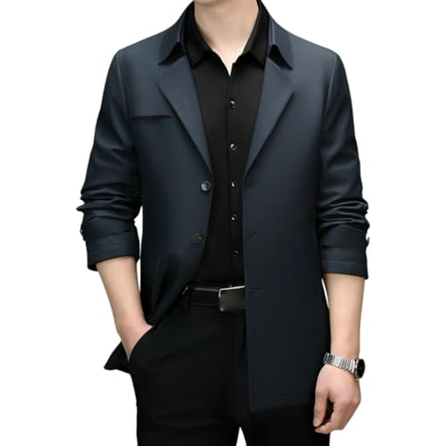 Trench bleu réversible homme coupe mi-saison veste polyvalente L