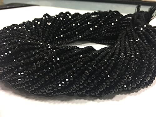 Spinelle noire perle rondelle facettée LKBEADS 3.5mm - Fil de pierre naturelle pour bijou DIY