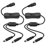 MEIRIYFA DC 5521 Y, cavo di alimentazione splitter, DC 5,5 mm x 2,1 mm, 1 presa a 2 connettori Y, cavo di prolunga con interruttore per telecamere di sicurezza CCTV, strisce LED, ecc. (2 pezzi, 48 cm)