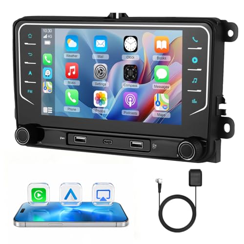 ESSGOO Android 15 Autoradio pour VW Golf 5 6 Passat Polo Touran Tiguan Caddy T5 Seat Skoda Écran Tactile IPS 7 Pouces CarPlay et Android Auto sans Fil 4Go+64Go GPS Navi...