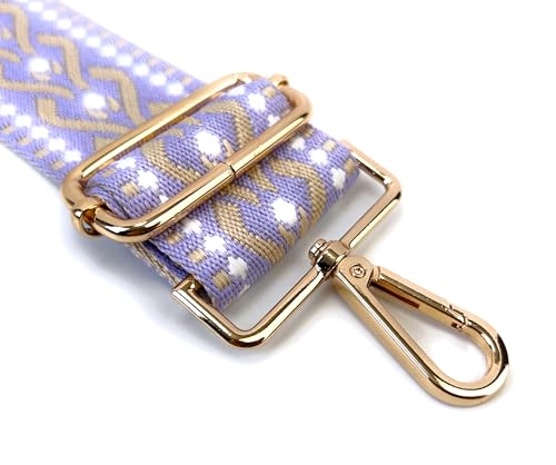 Image of Purse Strap Replacement for Crossbody Bags & Handbags | Premium Webbing with Light Gold Hardware Clip-On Installation Adjustable Length Comfortable Wide Guitar Style Strap
