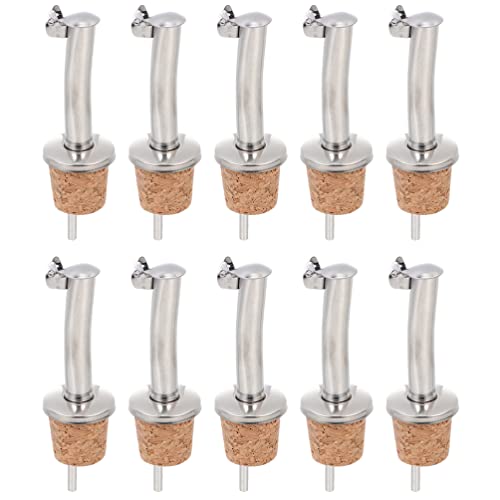 Doitool 10 Pcs Wine Bottle Pourers Stainless Steel Liquor Pour Spout Wine Bottle Stoppers Pourers Olive Oil Bottle Tapered Spout Cork Plug Liquid Dispenser Silver #TOP19