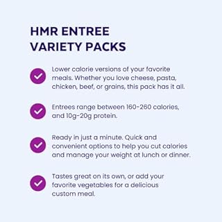 HMR Entrees Meals 5-Pack Variety | Low Calorie Premade Microwave Meals for Weight Loss | Ready to Eat Dinner | Includes Mac & Cheese, Penne Pasta, Turkey Chili, Cheese Basil, Beef Stroganoff