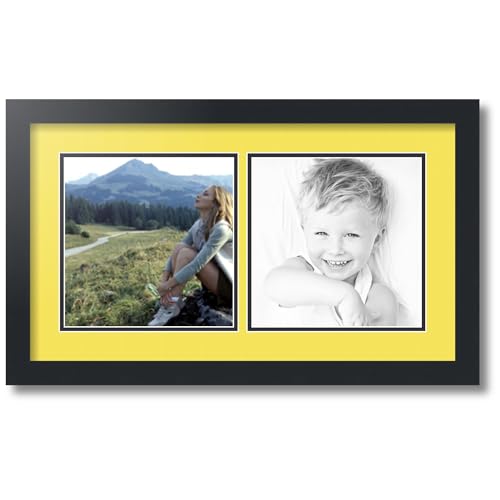 ArtToFrames Collage Photo Frame Double Mat with 2 - 8.5x8.5 Openings and Satin Black Frame