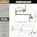 Lava Odoro Champagne Gold Pot Filler, Modern Wall Mounted Folding Pot Filler Kitchen Faucet, Swing Arm Double Joint Stove Faucet, PF317-CB